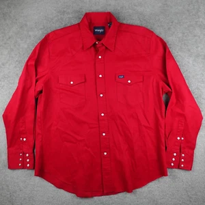 Wrangler Shirt Men's XL Red Brushpopper Pearl Snap Classic Fit Western Rodeo - Picture 1 of 10