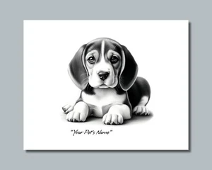 Personalized BEAGLE Puppy Pet Print Photo YOUR DOG NAME Picture 8x10 11x14 (P6) - Picture 1 of 10