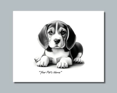 Personalized BEAGLE Puppy Pet Print Photo YOUR DOG NAME Picture 8x10 11x14 (P6) - Image 1 of 4