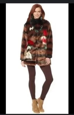 Raro Abrigo Iris Apfel Rara Avis Floral Abstracto Imitación Piel Para Mujer XL Foto 1 de 4