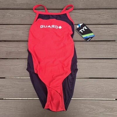 Nuevo TYR Life Guard Nylon Diamondfit Rojo/Azul Marino Una Pieza Mujer Natación Talla 30 Foto 1 de 3