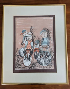 Graciela Rodo Boulanger Touring Cyclists Lithograph Print FRAMED Bicycling - Picture 1 of 5