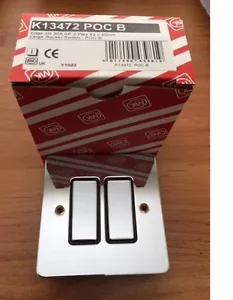 MK Edge Flatplate 2 G 2W Light switch Large Rockers Polished Chrome K13472 POC B - Picture 1 of 1