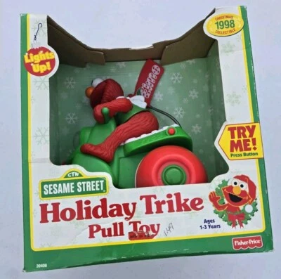 Fisher Price Tyco Elmo 1998 Holiday Trike Pull Toy Sesame Street NEW - Image 1 of 4