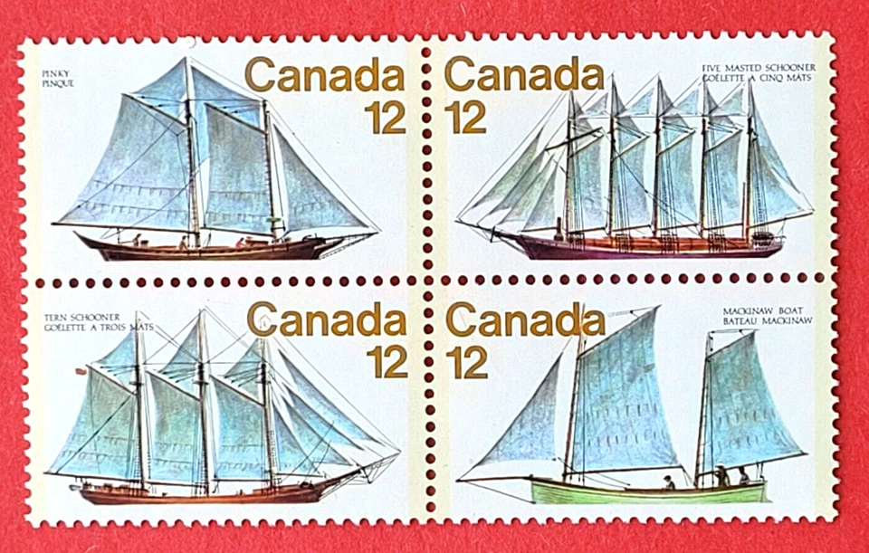 Canada Stamp #747a (744-747) "Sailing Vessels" Se-tenant BLK4 MNH 1977 - Image 1 of 1