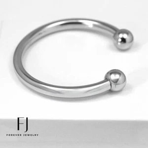 Men's 7" Stainless Steel,Classic Round Cuff Bracelet High Polish*Box - Picture 1 of 4