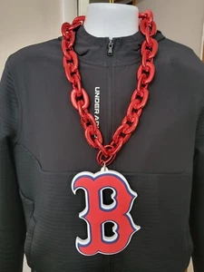 Boston Red Sox Fan Big Chain Necklace 3D Foam Logo Red, Gold, or Blue Chain - Picture 1 of 6