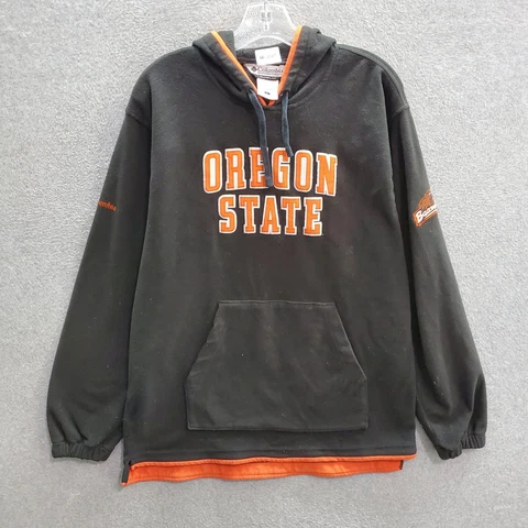 VINTAGE Oregon State Beavers Men Sweatshirt Large Black Hoodie Logo Embroidered Cover