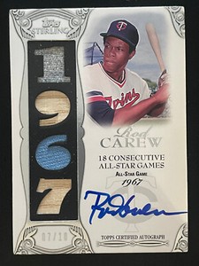 2006 Topps Sterling Moments Quad Relic Rod Carew 7/10 Bat Jersey Auto Autograph