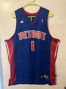 Vintage Adidas Men’s XL Chauncey Billups Detroit Pistons Jersey Blue/Red - Picture 1 of 12