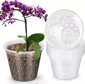 Orchid Pots, 8 Pack 3 Inch Orchid Planter with Holes, Clear Plastic Pots Indoor - Picture 1 of 12