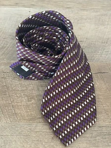 John W Nordstrom Men’s Silk Tie Italy Purple Olive Green Ivory Checked Necktie - Picture 1 of 10