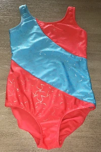 girls DANSKIN dance LEOTARD size large 12/14 STARS red blue SHIMMERS! NICE! - Picture 1 of 2