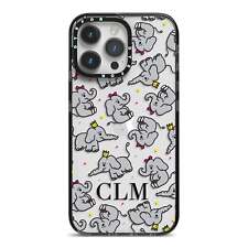 Personalised Elephant Initials Clear Apple iPhone Case for iPhone 15 14 13 12 11