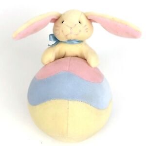 Dakin Plush Megan Bunny Laying On Ball with Chime Rabbit Soft Melodic Baby Toy