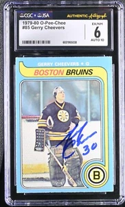 Gerry Cheevers 1979-80 O-Pee-Chee Card #85 OPC Boston Bruins CGC 6 JSA 10 Auto - Picture 1 of 2