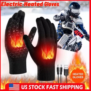 USB Rechargeable Electric Heating Gloves Winter Warm Touchscreen Hand Warmer - Picture 1 of 17