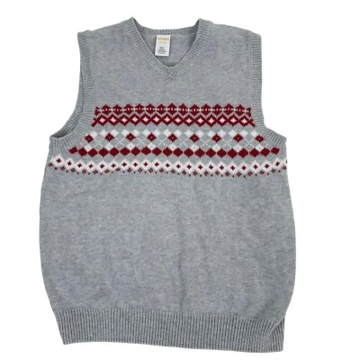 Gymboree Boys Argyle Sweater Vest Gray/Red Size L - Image 1 of 3