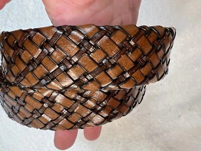 TASSO ELBA - CINTURÓN DE VESTIR HOMBRE MODA - MARRÓN TRENZADO TEJIDO Cuero - Talla 32 Foto 1 de 4