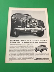 1964 1965 SAAB MONTE CARLO GT VINTAGE ORIGINAL PRINT AD ADVERTISEMENT PRINTED - Picture 1 of 1