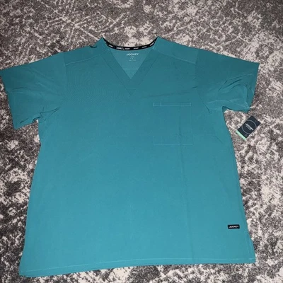 Blusa Médica Jockey Unisex Talla Grande Verde Azulado Bolsillo Único Cuello en V Nueva con Etiquetas Foto 1 de 3