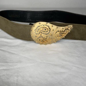 Carlisle Vintage Belt Sage Suede Gold Paisley Small - Picture 1 of 10