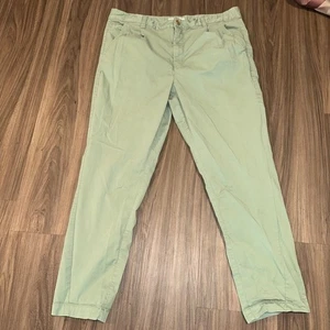 Anthropologie Chino Pants Cropped Green Casual Everyday Trousers Size 32 - Picture 1 of 9