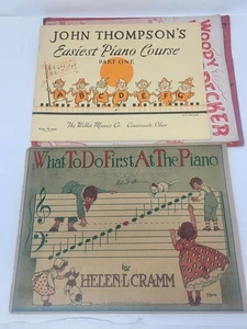 Vintage Music Lot John Thompson Easiest Piano/Woody Pecker & Music Sheet Rhymes - Picture 1 of 4
