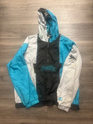 Стартер НХЛ Сан-Хосе акулы размер XL ветровка куртка винтажный 90-х бирюзовый недостатки - Изображение 1 из 4