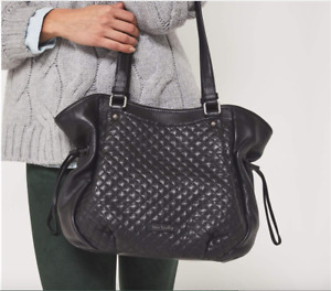 NWT $240 Vera Bradley GLENNA Black Quilted Leather Shoulder Bag 