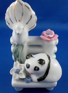 CLEARANCE!! PORCELAIN Panda & Dove with Flowers FIGURINE Ornament VG Collectable - Picture 1 of 8