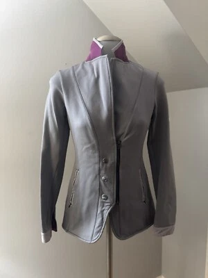 女式 Animo 意大利制造灰色马术夹克长袖领 34 码 — 第 1/4 张图片