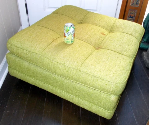 MCM Super Large OTTOMAN BENCH Tufted POUF Seating Cocktail Table Castors Cover