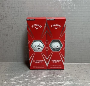 Callaway Chrome Soft Golf Balls Two 3 Packs White Dual Soft Fast Core New - Picture 1 of 6