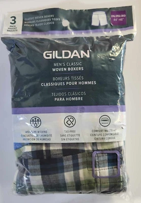 3 Pack Gildan Men's 2XL Classic Woven Boxers - Image 1 of 3
