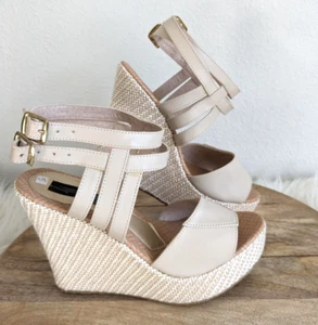 Sandalias de plataforma de cuña para mujer talla 8, beige tacones ligeros de verano NUEVAS - Imagen 1 de 12