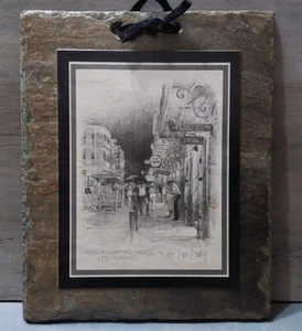 French Quarter Nights New Orleans 1987 Don Davey Signed Print Slate Roof 6x8 - Bild 1 von 3