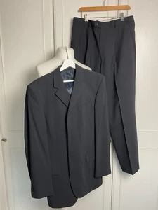 "Traje de mezcla de lana BHS para hombre chaqueta de un solo pecho 40"" pantalones W36" L31" azul oscuro" - Imagen 1 de 12