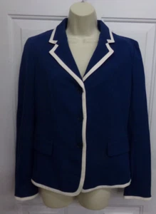 Talbots Womens Size 6 Grace Fit Blue With White Trim Blazer NEW $149 - Picture 1 of 4