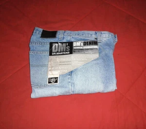 DM's DR. MARTENS (W33 / L34) JEANS Blue Denim Button Closer Boot Fit Vintage NEW - Picture 1 of 9