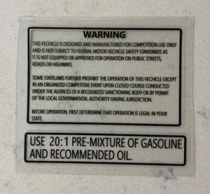 Suzuki 1976 RM125 Reproduction Tank Safety WARNING Decal Set / Sticker Kit - Picture 1 of 1