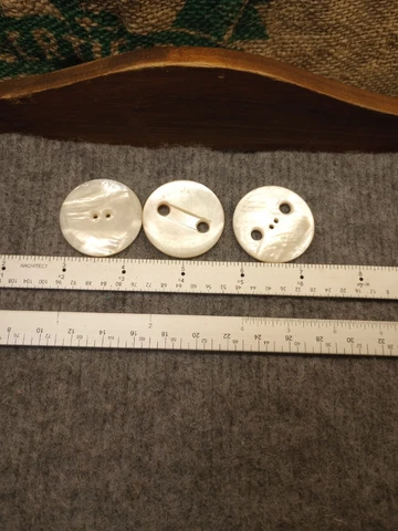 Lot of (3) Victorian Hand Carved Mother of Pearl Round  2-Hole Buttons Cover
