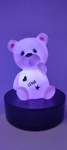 Kinderlampe Nachtlicht Kinder Bärchen LED rosa Schlummerlicht personalisiert - Bild 1 von 2