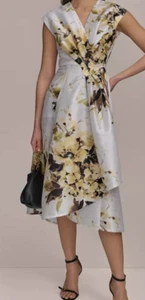 NWT Donna Karan New York Women's Floral-Print Faux-Wrap Dress Lime multi, 8 $179 - Picture 1 of 10