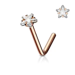 Piercing Nase Stecker IN L Gold Rosa Strasssteine Stern - Bild 1 von 1