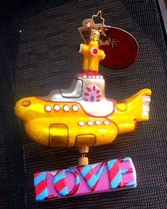 Christopher Radko Weihnachtsschmuck gelbes U-Boot mit Liebe baumeln - Bild 1 von 4