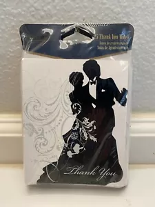 Black/White Silhouette Floral Wedding Thank You Notes w/Envelopes 25 count - Picture 1 of 2
