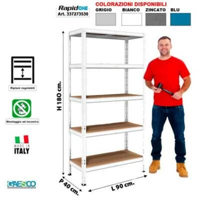 Scaffale metallo 5 Ripiani | cm. L.90xP.40xH.180 - 4 Colori - Immagine 1 di 4