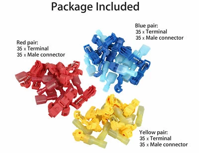 210PCS Waterproof 22-10 AWG T-Tap Quick Splice Wire Terminal Crimp Connector Kit - Image 1 of 4