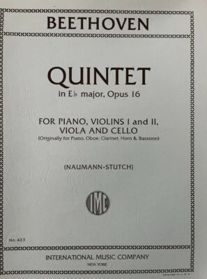 Beethoven Quintet in Eb major, Opus 16 (Naumann-Stutch) International edition,  - Image 1 of 4